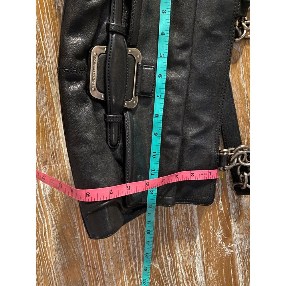 BCBG MAXAZRIA Black leather bag metal chain straps - Picture 2 of 13